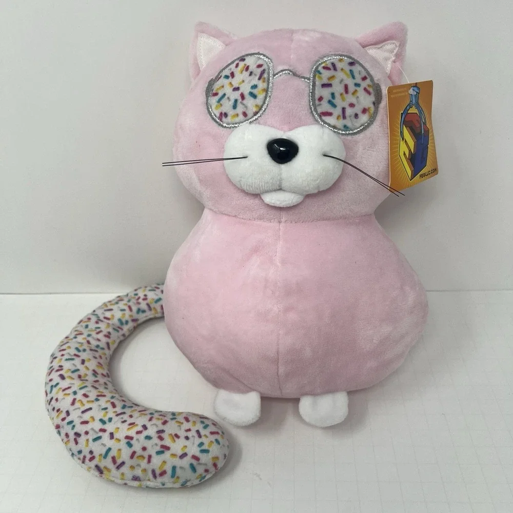Ideal Toys‎ Pink Kitty Cat Plush Stuffed Animal Long Tail Soft Toy 9 Inch Cute